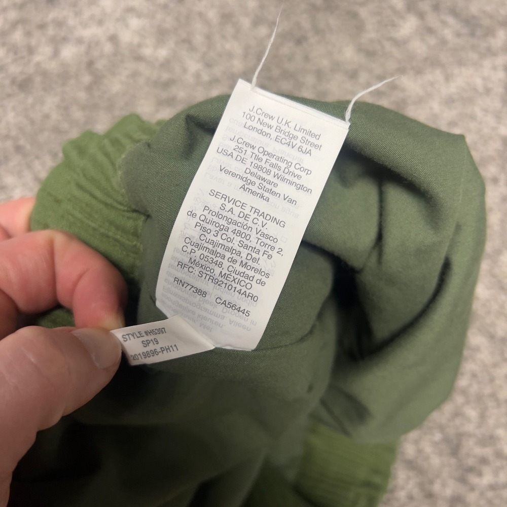 J. Crew Scalloped Hem Linen Blend Mini Skirt Olive Green Smocked Waist H5397 10 - Picture 5 of 6
